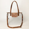 ADBG1186 American Darling Floral Tooled Leather Clear Bag -Western Stadium Tote