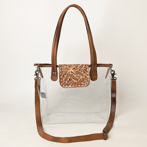 ADBG1186 American Darling Floral Tooled Leather Clear Bag -Western Stadium Tote