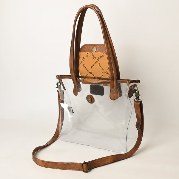 ADBG1186 American Darling Floral Tooled Leather Clear Bag -Western Stadium Tote