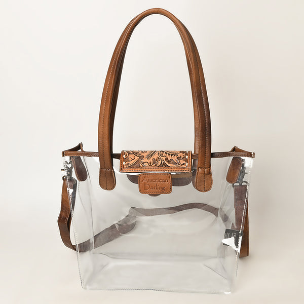 ADBG1186 American Darling Floral Tooled Leather Clear Bag -Western Stadium Tote