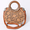 ADBG1227 American Darling Western Hand-Tooled Leather Clutch Bag -Floral Carved Genuine Leather Purse