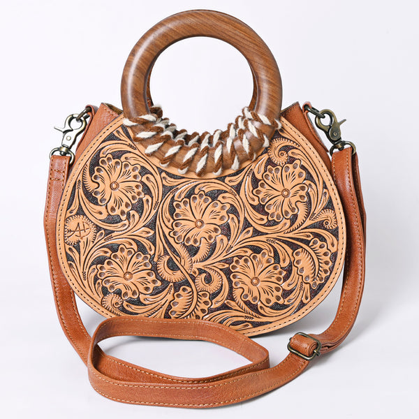 ADBG1227 American Darling Western Hand-Tooled Leather Clutch Bag -Floral Carved Genuine Leather Purse