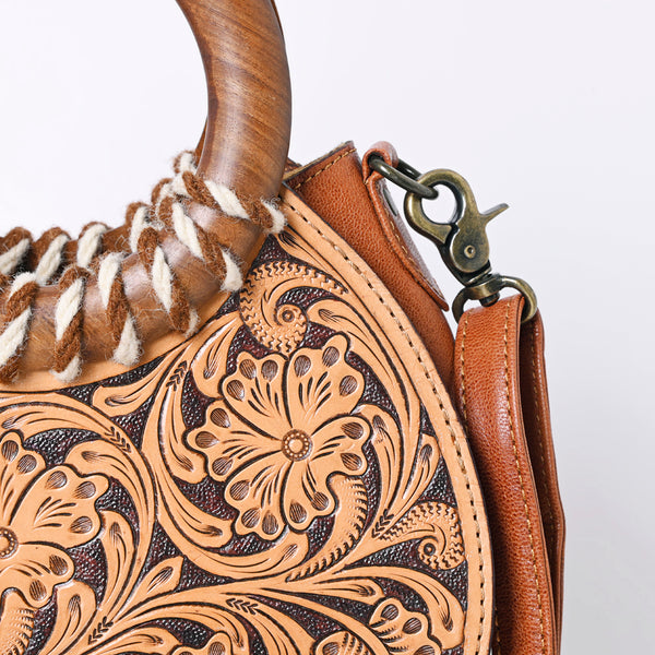ADBG1227 American Darling Western Hand-Tooled Leather Clutch Bag -Floral Carved Genuine Leather Purse