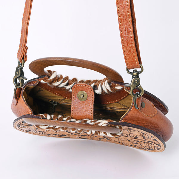ADBG1227 American Darling Western Hand-Tooled Leather Clutch Bag -Floral Carved Genuine Leather Purse