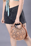 ADBG1227 American Darling Western Hand-Tooled Leather Clutch Bag -Floral Carved Genuine Leather Purse