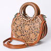 ADBG1227 American Darling Western Hand-Tooled Leather Clutch Bag -Floral Carved Genuine Leather Purse
