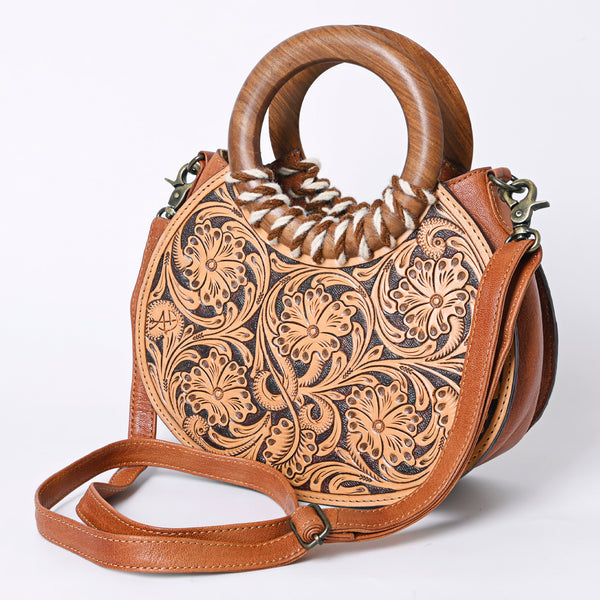 ADBG1227 American Darling Western Hand-Tooled Leather Clutch Bag -Floral Carved Genuine Leather Purse