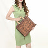 ADBG1194 American Darling Western Hand Tooled Leather Briefcase Bag Genuine Leather