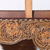 ADBG1194 American Darling Western Hand Tooled Leather Briefcase Bag Genuine Leather with Hair-On Hide Front Inlay Panel