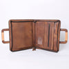 ADBG1194 American Darling Western Hand Tooled Leather Briefcase Bag Genuine Leather with Hair-On Hide Front Inlay Panel