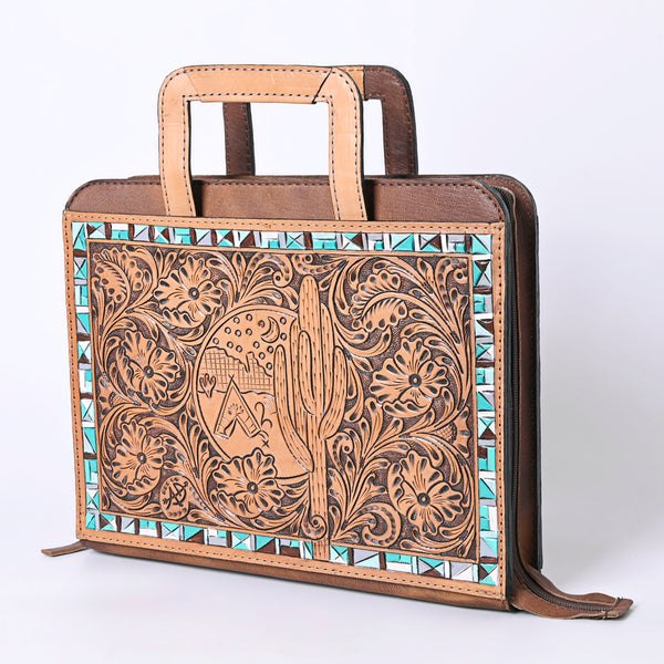 ADBG1194 American Darling Western Hand Tooled Leather Briefcase Bag Genuine Leather