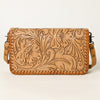 ADBG1228 American Darling Western Hand-Tooled Leather Clutch Bag with Floral Carving