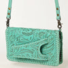 ADBG1228 American Darling Western Hand-Tooled Leather Clutch Bag with Floral Carving