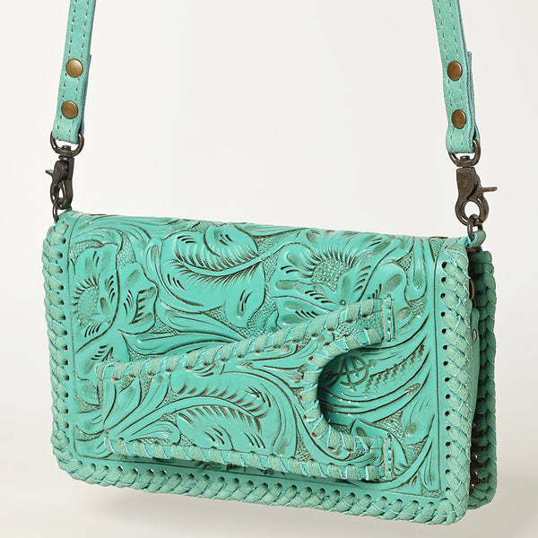 ADBG1228 American Darling Western Hand-Tooled Leather Clutch Bag with Floral Carving
