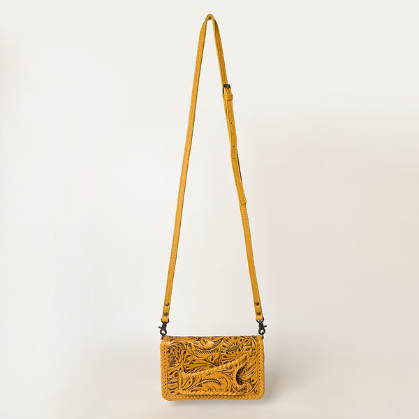 ADBG1228 American Darling Western Hand-Tooled Leather Clutch Bag with Floral Carving