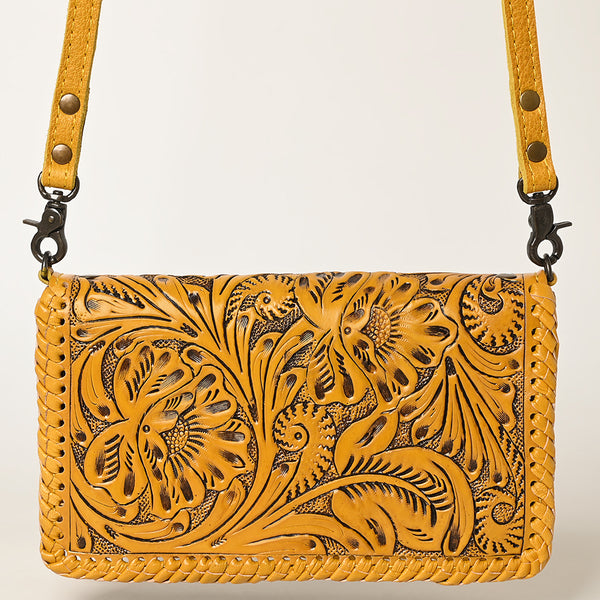 ADBG1228 American Darling Western Hand-Tooled Leather Clutch Bag with Floral Carving