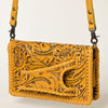 ADBG1228 American Darling Western Hand-Tooled Leather Clutch Bag with Floral Carving