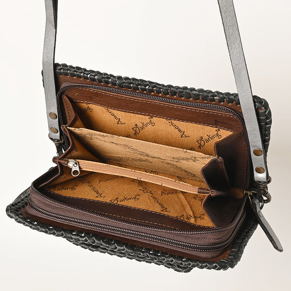 ADBG1228 American Darling Western Hand-Tooled Leather Clutch Bag with Floral Carving