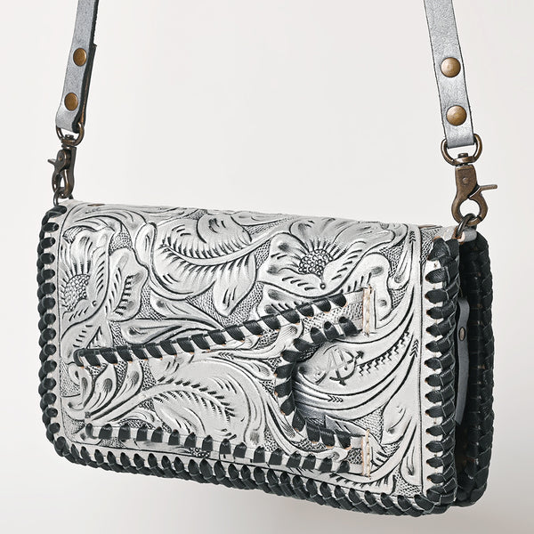 ADBG1228 American Darling Western Hand-Tooled Leather Clutch Bag with Floral Carving