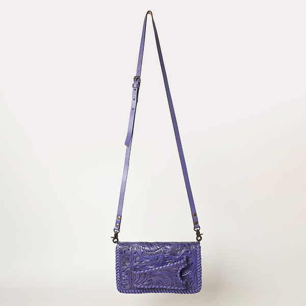 ADBG1228 American Darling Western Hand-Tooled Leather Clutch Bag with Floral Carving