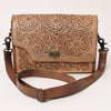 ADBG1229 American Darling Hand Tooled Western Leather Crossbody Bag - Floral Carved Genuine Leather Purse