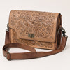 ADBG1229 American Darling Hand Tooled Western Leather Crossbody Bag - Floral Carved Genuine Leather Purse