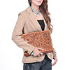 ADBG1232 American Darling Western Hand-Tooled Leather Portfolio Bag - Floral Carved Genuine Leather Case