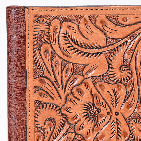 ADBG1232 American Darling Western Hand-Tooled Leather Portfolio Bag - Floral Carved Genuine Leather Case