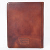 ADBG1232 American Darling Western Hand-Tooled Leather Portfolio Bag - Floral Carved Genuine Leather Case