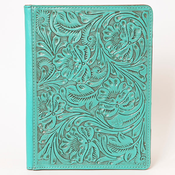 ADBG1232 American Darling Western Hand-Tooled Leather Portfolio Bag - Floral Carved Genuine Leather Case