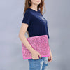 ADBG1232 American Darling Western Hand-Tooled Leather Portfolio Bag in Pink