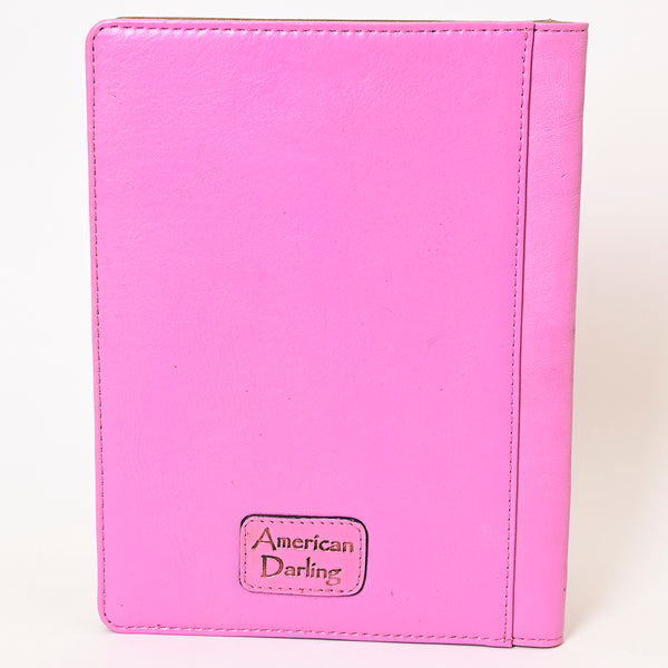 ADBG1232 American Darling Western Hand-Tooled Leather Portfolio Bag in Pink