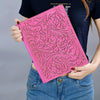 ADBG1232 American Darling Western Hand-Tooled Leather Portfolio Bag in Pink
