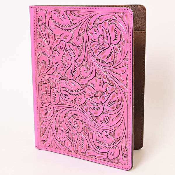 ADBG1232 American Darling Western Hand-Tooled Leather Portfolio Bag in Pink