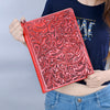 ADBG1232 American Darling Western Hand-Tooled Leather Portfolio Bag - Floral Carved Genuine Leather Case