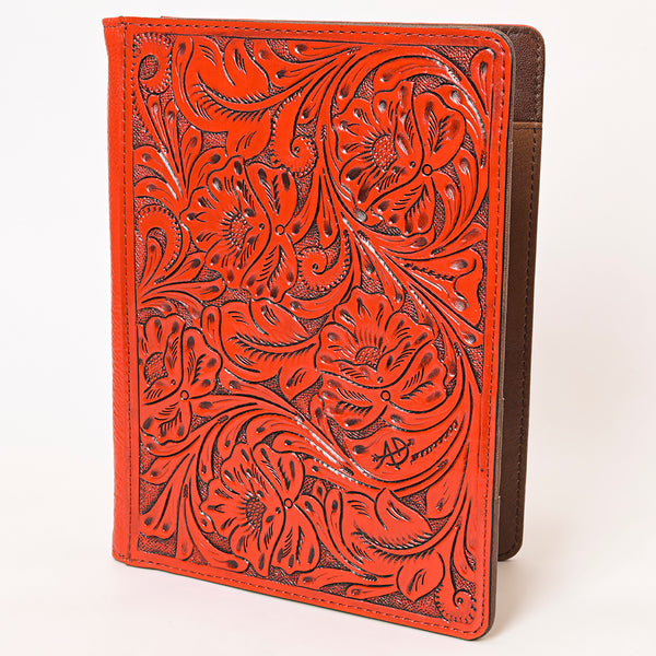 ADBG1232 American Darling Western Hand-Tooled Leather Portfolio Bag - Floral Carved Genuine Leather Case