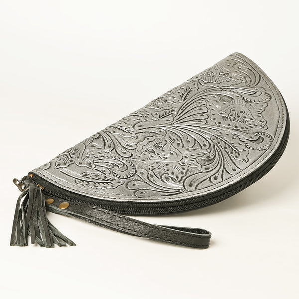 ADBG1233 American Darling Hand-Tooled Western Leather Taco Bag - Genuine Floral Carved Designer Wristlet