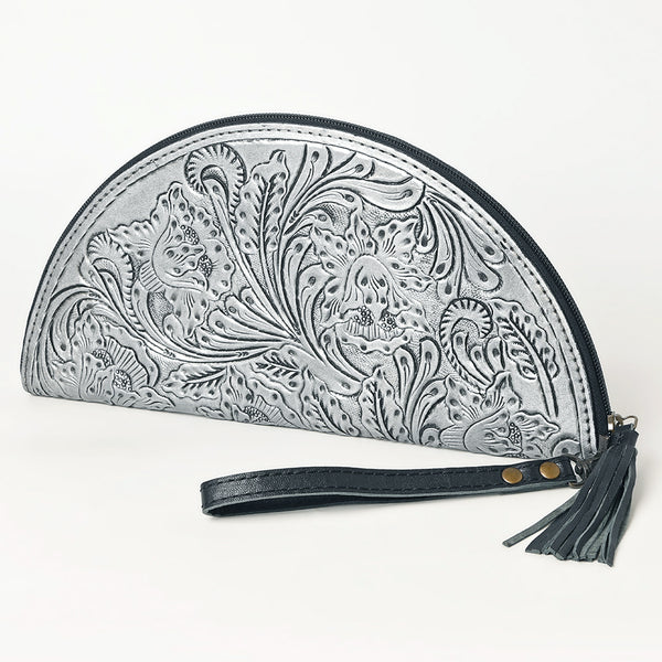 ADBG1233 American Darling Hand-Tooled Western Leather Taco Bag - Genuine Floral Carved Designer Wristlet
