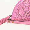 ADBG1233 American Darling Hand-Tooled Western Leather Taco Bag - Genuine Floral Carved Designer Wristlet