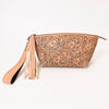 ADBG1234 American Darling Hand-Tooled Western Leather Wristlet Bag - Genuine Floral Carved Women Clutch