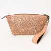 ADBG1234 American Darling Hand-Tooled Western Leather Wristlet Bag - Genuine Floral Carved Women Clutch