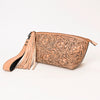 ADBG1234 American Darling Hand-Tooled Western Leather Wristlet Bag - Genuine Floral Carved Women Clutch