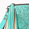 ADBG1234 American Darling Hand-Tooled Western Leather Wristlet Bag - Genuine Floral Carved Women Clutch