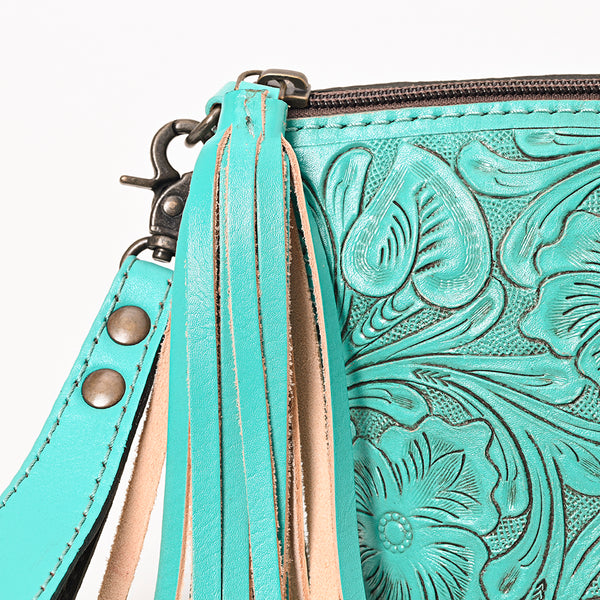 ADBG1234 American Darling Hand-Tooled Western Leather Wristlet Bag - Genuine Floral Carved Women Clutch