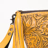 ADBG1234 American Darling Hand-Tooled Western Leather Wristlet Bag - Genuine Floral Carved Women Clutch