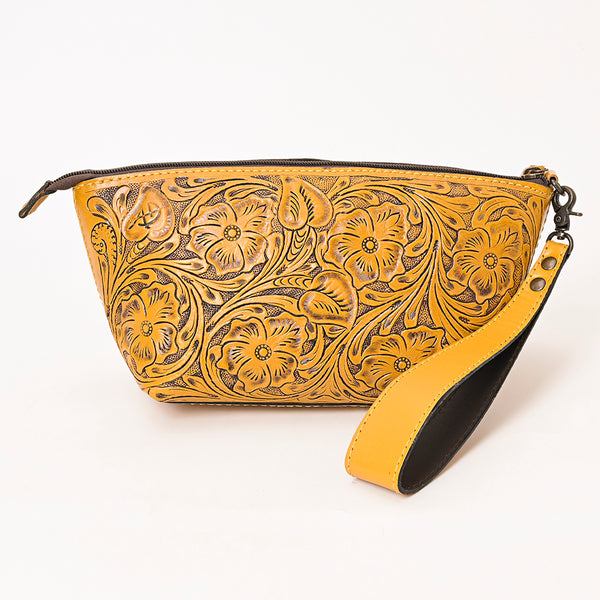 ADBG1234 American Darling Hand-Tooled Western Leather Wristlet Bag - Genuine Floral Carved Women Clutch