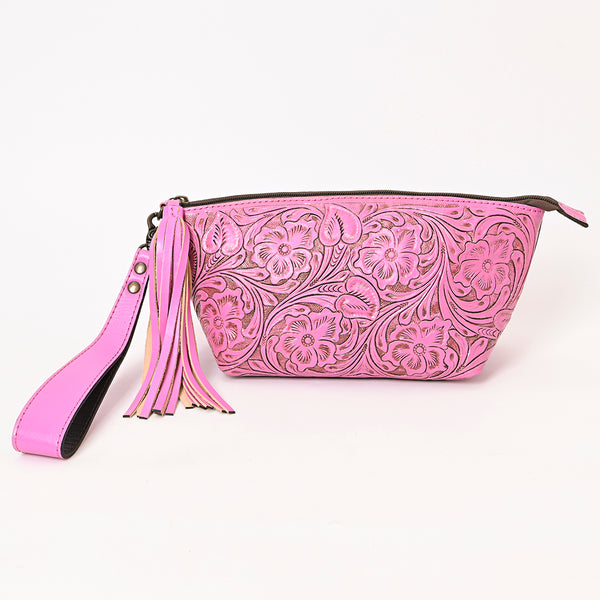 ADBG1234 American Darling Hand-Tooled Western Leather Wristlet Bag - Genuine Floral Carved Women Clutch