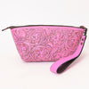 ADBG1234 American Darling Hand-Tooled Western Leather Wristlet Bag - Genuine Floral Carved Women Clutch