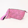 ADBG1234 American Darling Hand-Tooled Western Leather Wristlet Bag - Genuine Floral Carved Women Clutch