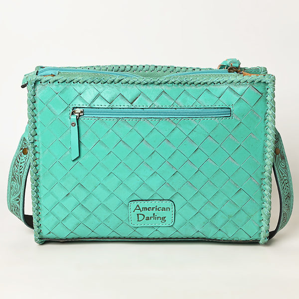 ADBG1235 American Darling Hand-Tooled Western Leather Crossbody Bag - Genuine Floral Carved Artisan Purse